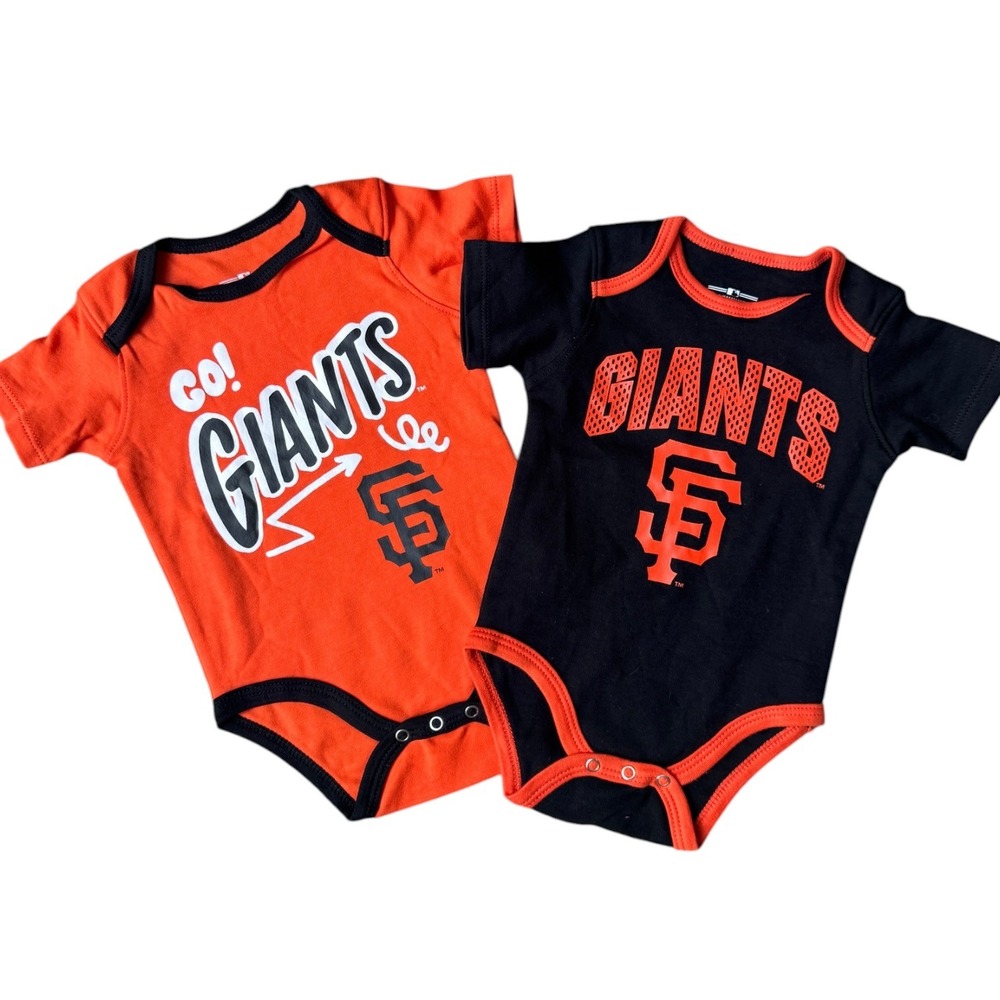 MLB San Francisco Giants Baby Bodysuit Set 2 Pack Orange Black 0-3M